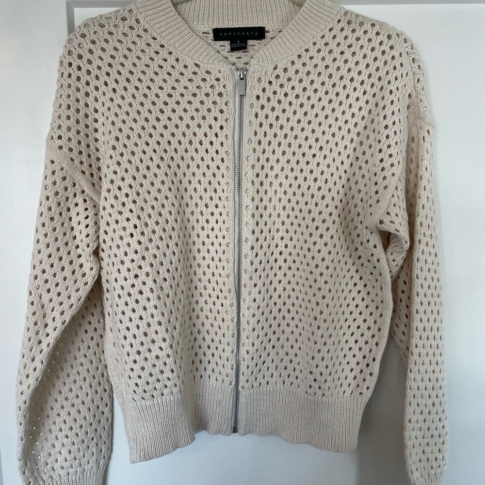 Sanctuary Women's Cream Zip Up Sweater